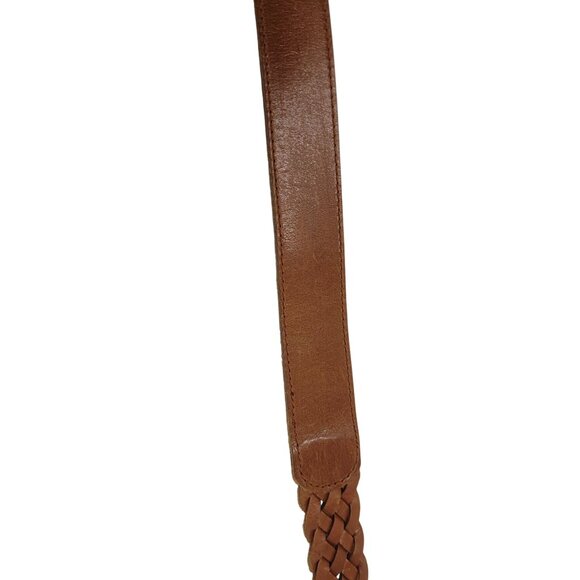 Vtg Western‎ Boho Camel Brown Braided Weaved Genuine Leather Belt Sz 2XL 38\